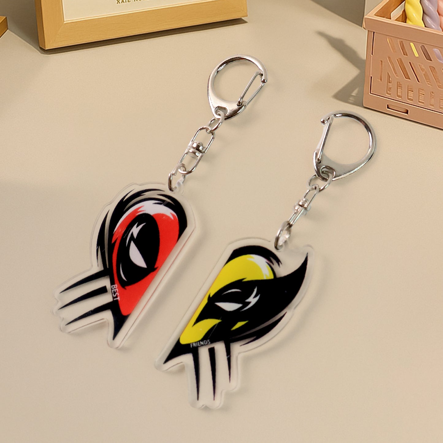 2-in-1 Best Friends Matching Acrylic Breakable Keychain