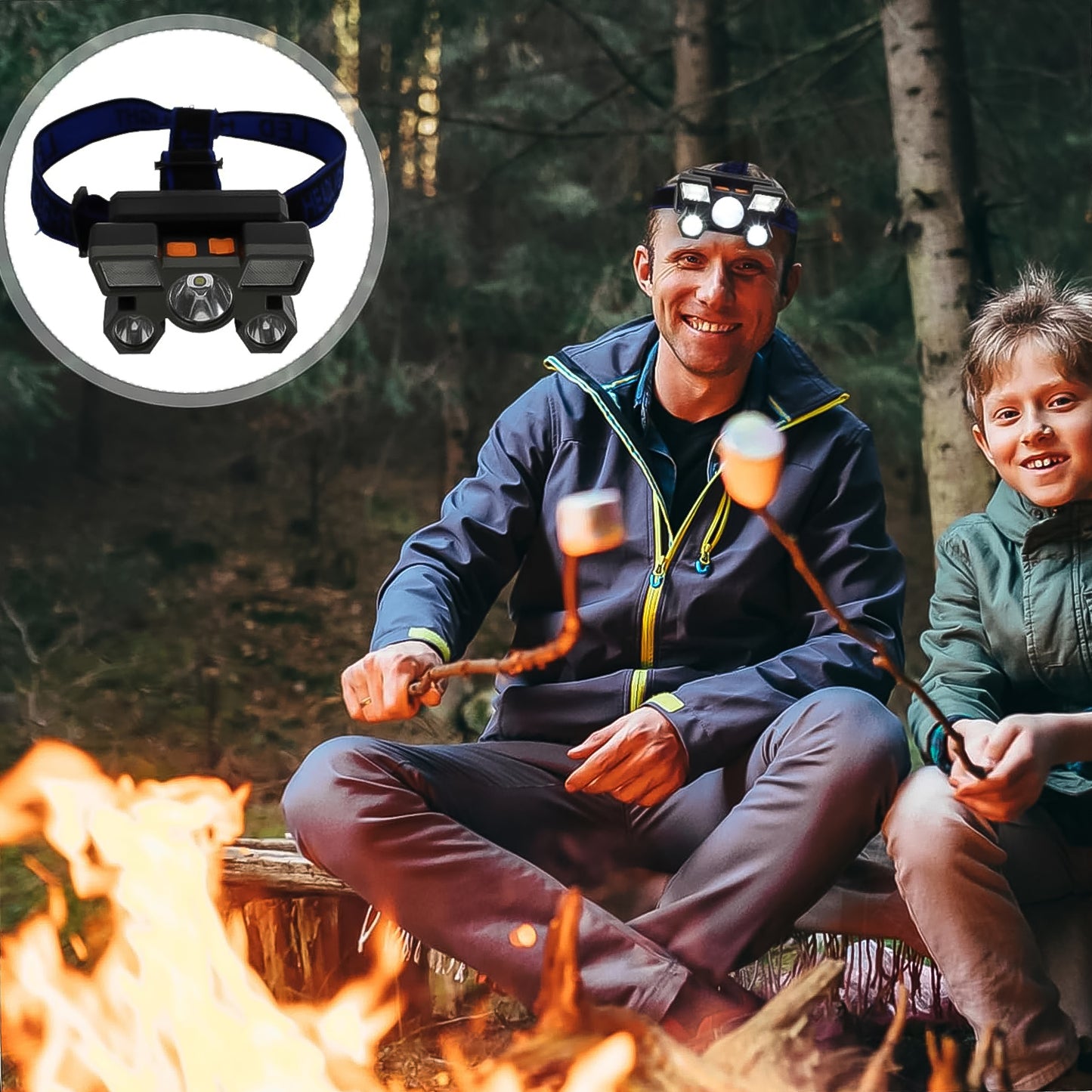 5 Led Headlamp Usb Rechargeable Head Light (1 Pc)