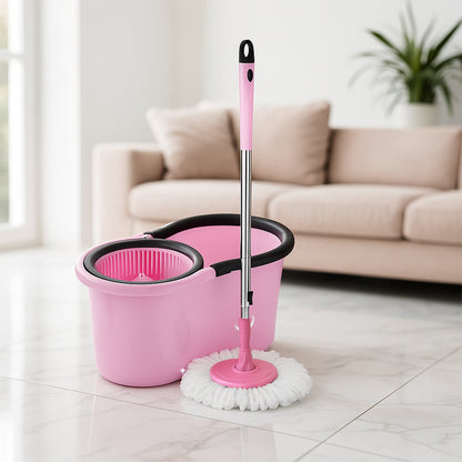 4942 Quick Spin Mop With Steel Spin Bucket Floor Cleaning Easy Wheels  Big Bucket Floor Cleaning Mop With Bucket