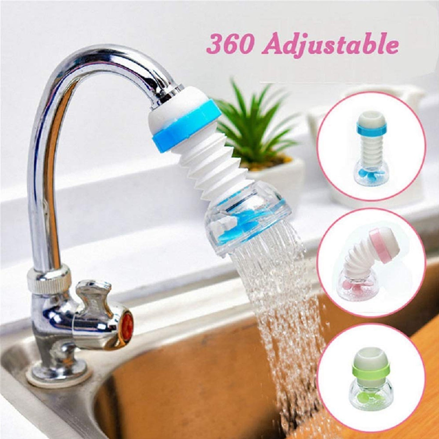 Multipurpose Adjustable Kitchen Sink Tap Water Filter With Rotating Faucet Sprayer (1 Pc)