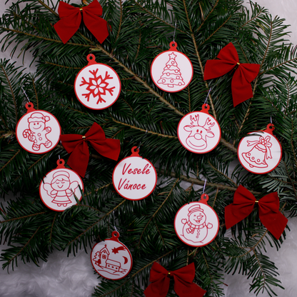 Christmas Tree Ornaments (Set of 9) – Premium 3D Printed Holiday Decorations ✨🎄