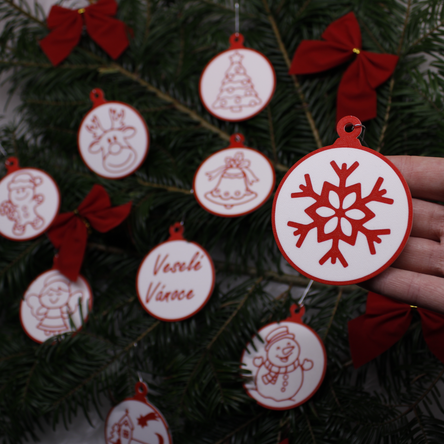 Christmas Tree Ornaments (Set of 9) – Premium 3D Printed Holiday Decorations ✨🎄