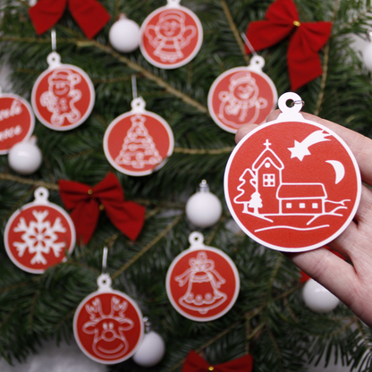 Christmas Tree Ornaments (Set of 9) – Premium 3D Printed Holiday Decorations ✨🎄