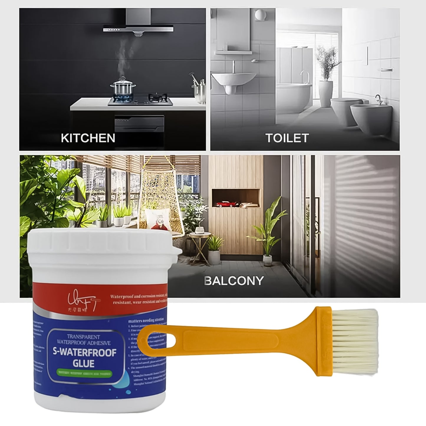 7935 Transparent Waterproof Glue 250g With Brush Leakage Protection Outdoor Bathroom Wall Tile Window Roof Anti-leakage Agent Sealant Glue Roof Sealant Waterproof Gel
