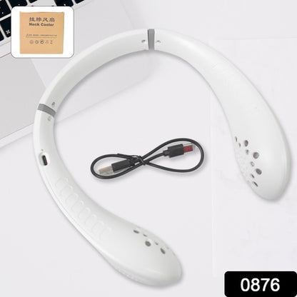 0876 Neck Fan Portable And Wearable Personal Fan Usb Rechargeable Headphone Design Neckband Fan With 3 Speeds Suitable For Outdoor Family Sports Travel
