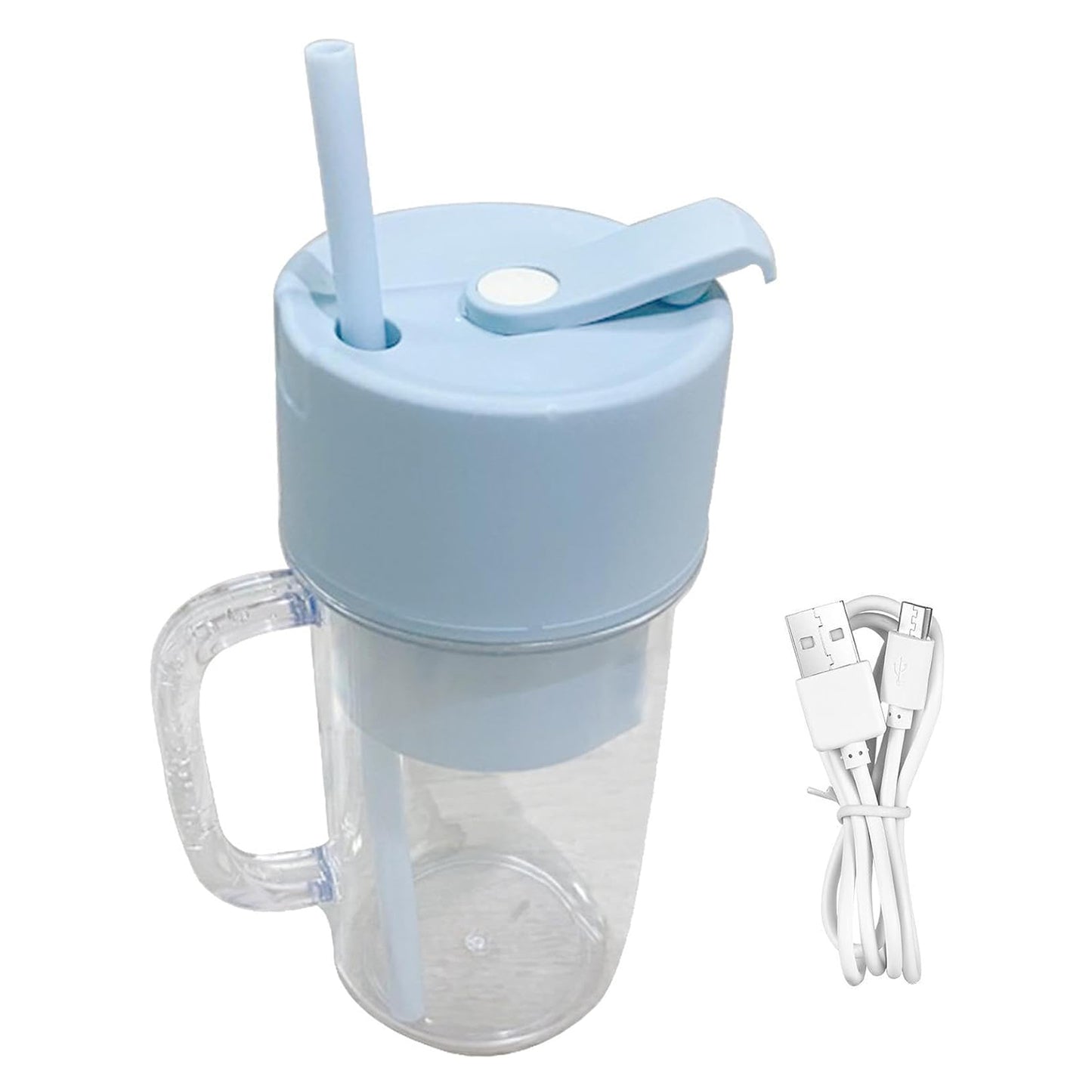 2 In1 Portable Juicer With Handle Straw For Smoothie Sipper Usb Rechargeable (340 Ml) 6 Stainless Steel Blades Compact Juicer Mixer Juicer Portable Fresh Juice Blender Portable Electric Juicer ( 340 Ml )