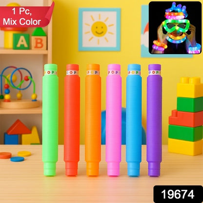 Led Glow Pop Tube Fidget Toy (Mix Color  1 Pc)