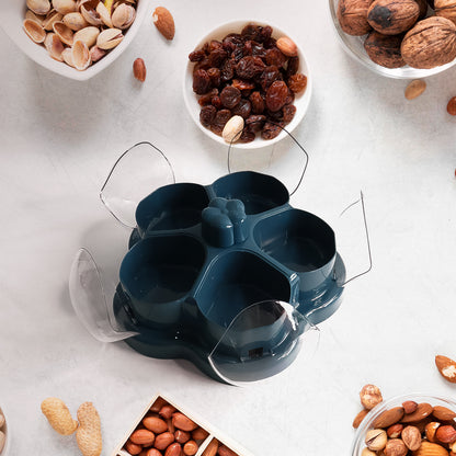Lotus Shape Rotating Dry Fruit  Snack Organizer Box With Compartments (1 Pc)