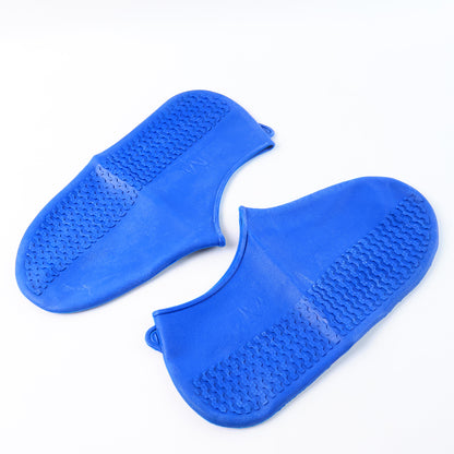 Blue Non-slip Silicone Rain Reusable Anti Skid Waterproof Fordable Boot Shoe Cover (1 Pair)