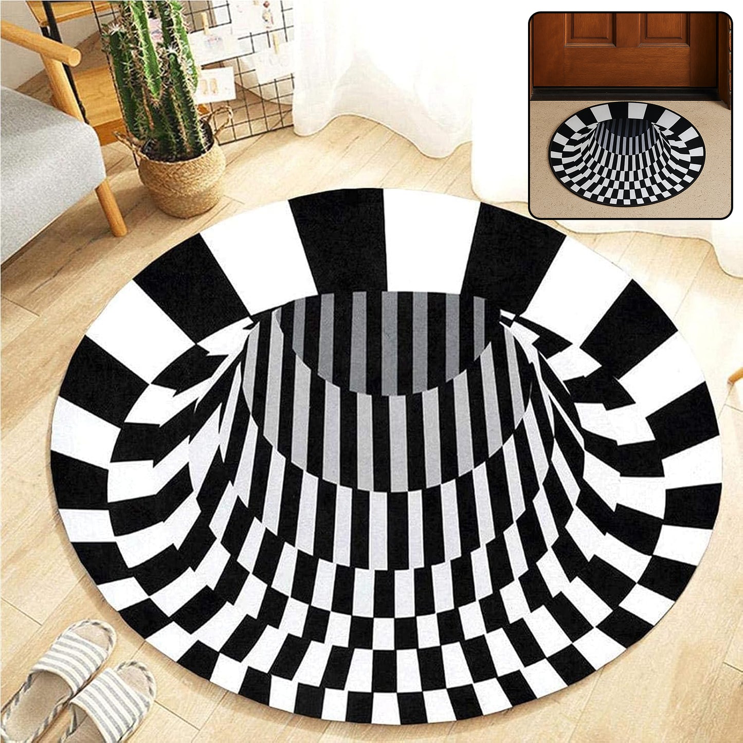 3d Space Round Carpet Floor Mat Non-woven Doormat (60 Cm)