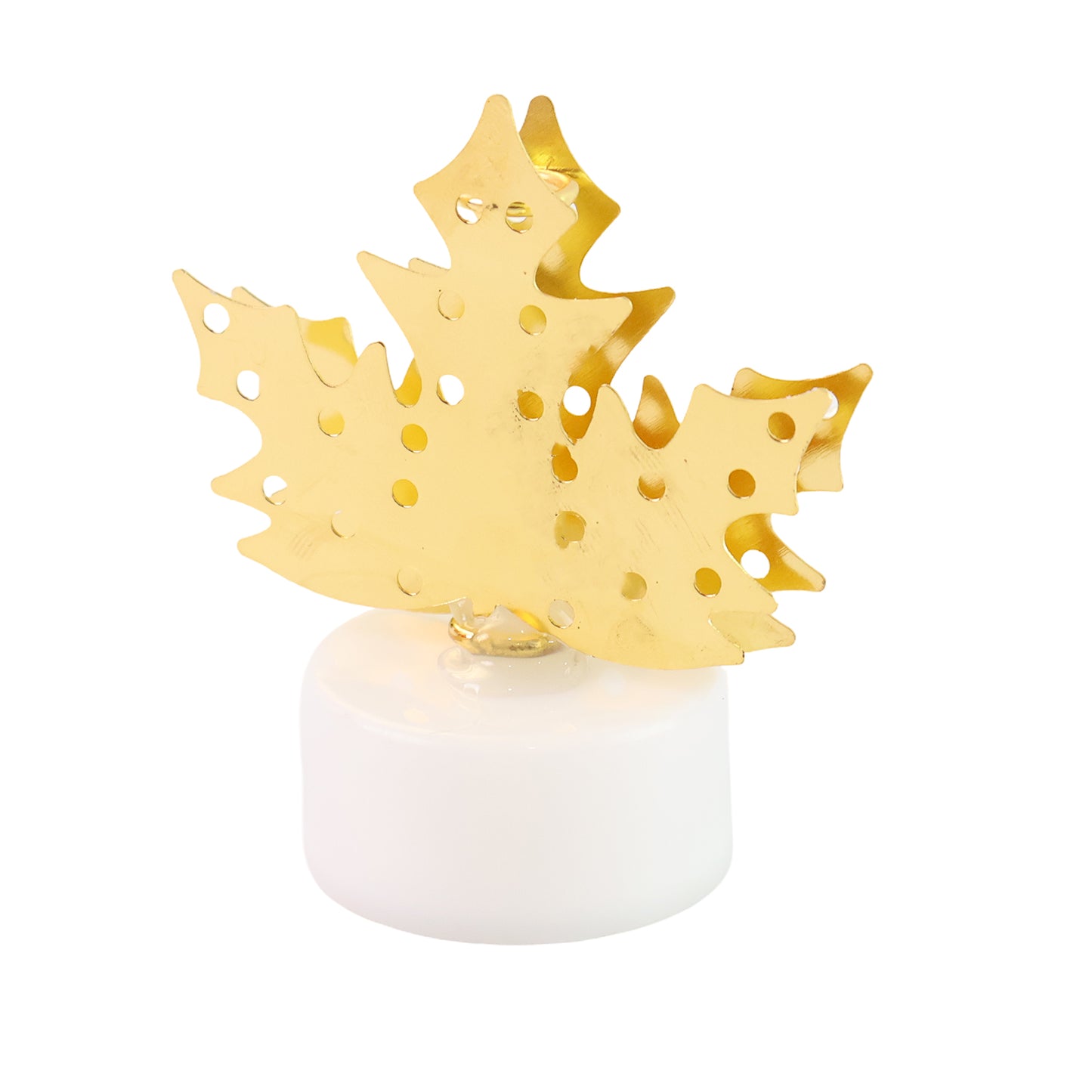 Decorative Led Gold Metal Leaf Diya Lamp (1 Pc)