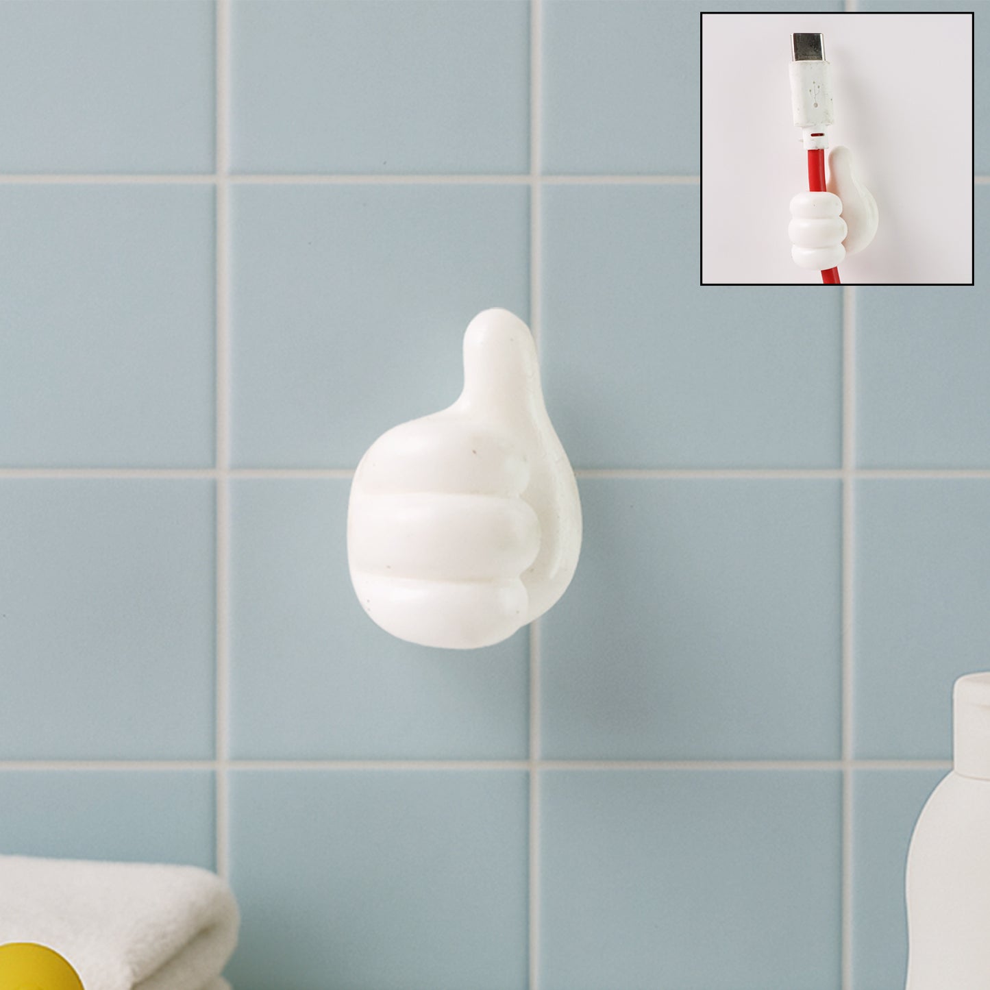 White Multifunctional Multi Functional Hand Shape Wall Clip Hanger Keys Cable Holder