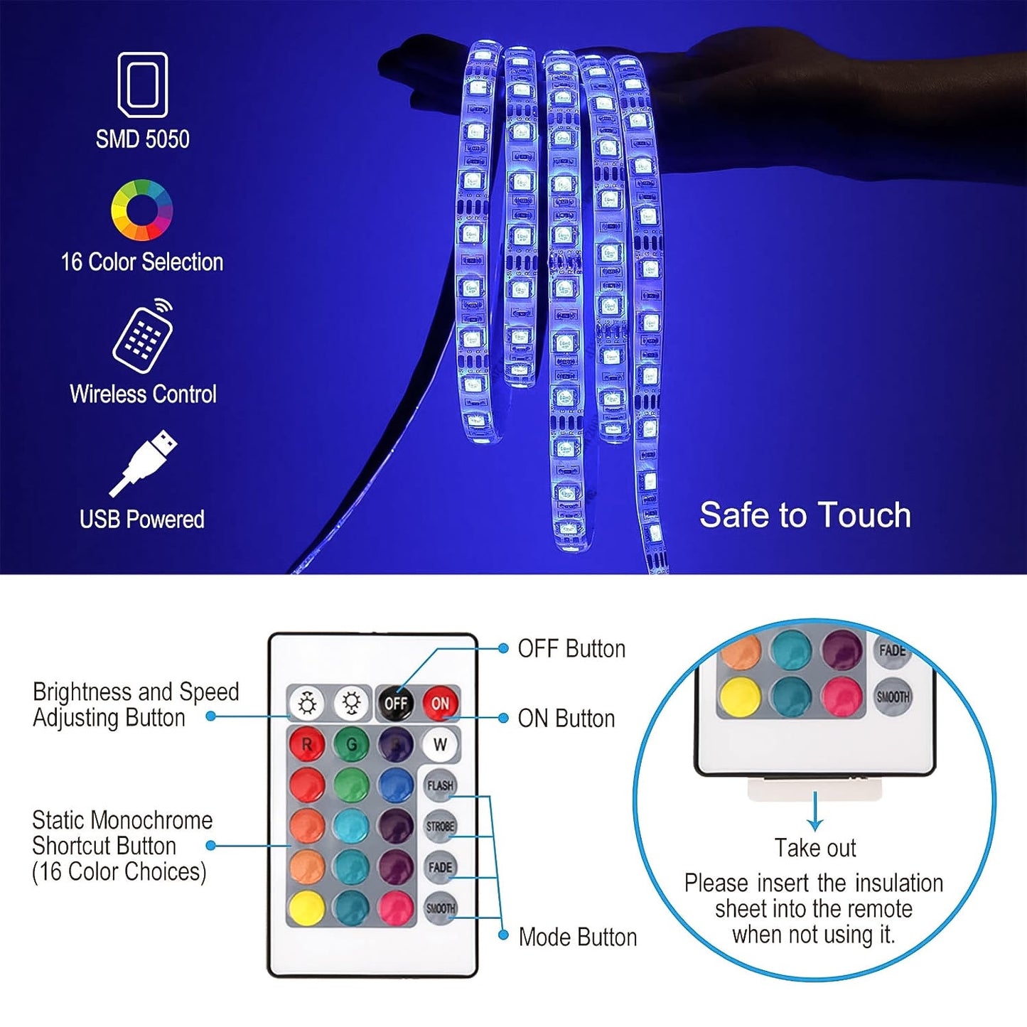 3m Rgb Led Strip Lights Led Mood Lights (1 Set)