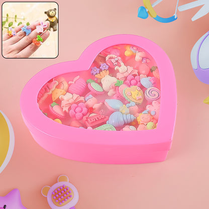 Adorable Playful Decorative Rings For Children In Heart Shaped Storage Box (35 Pcs Aprpox