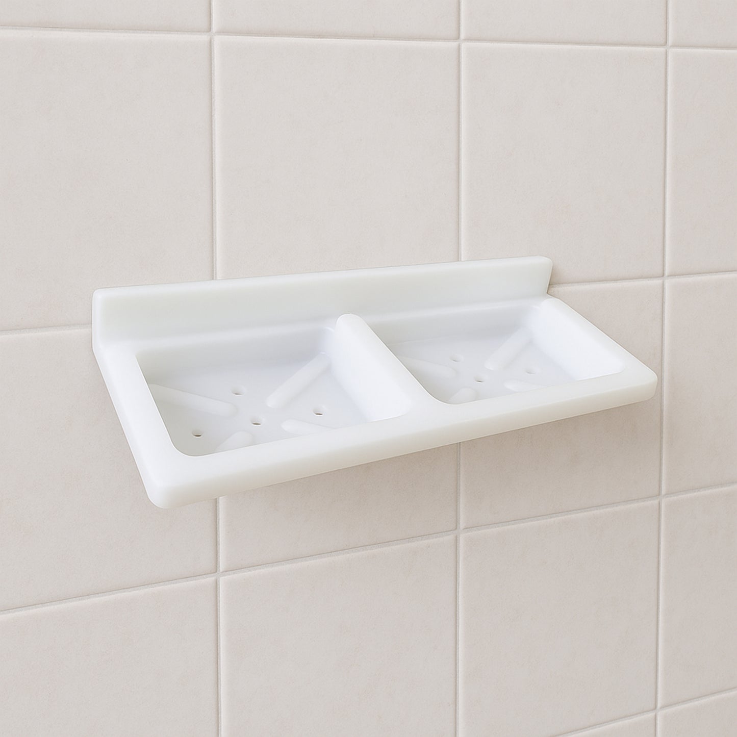 Wall Mounted Double Compartment Soap  Sponge Holder (1 Pc)