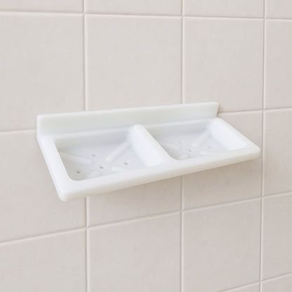 Wall Mounted Double Compartment Soap  Sponge Holder (1 Pc)