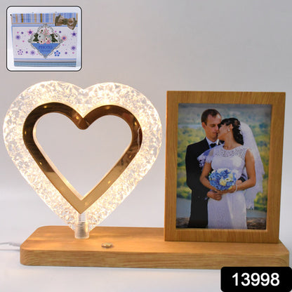 Heart Shape Cystal Led Lamp  Photo Frame Night Lamp  Wedding Gift  Love Couple