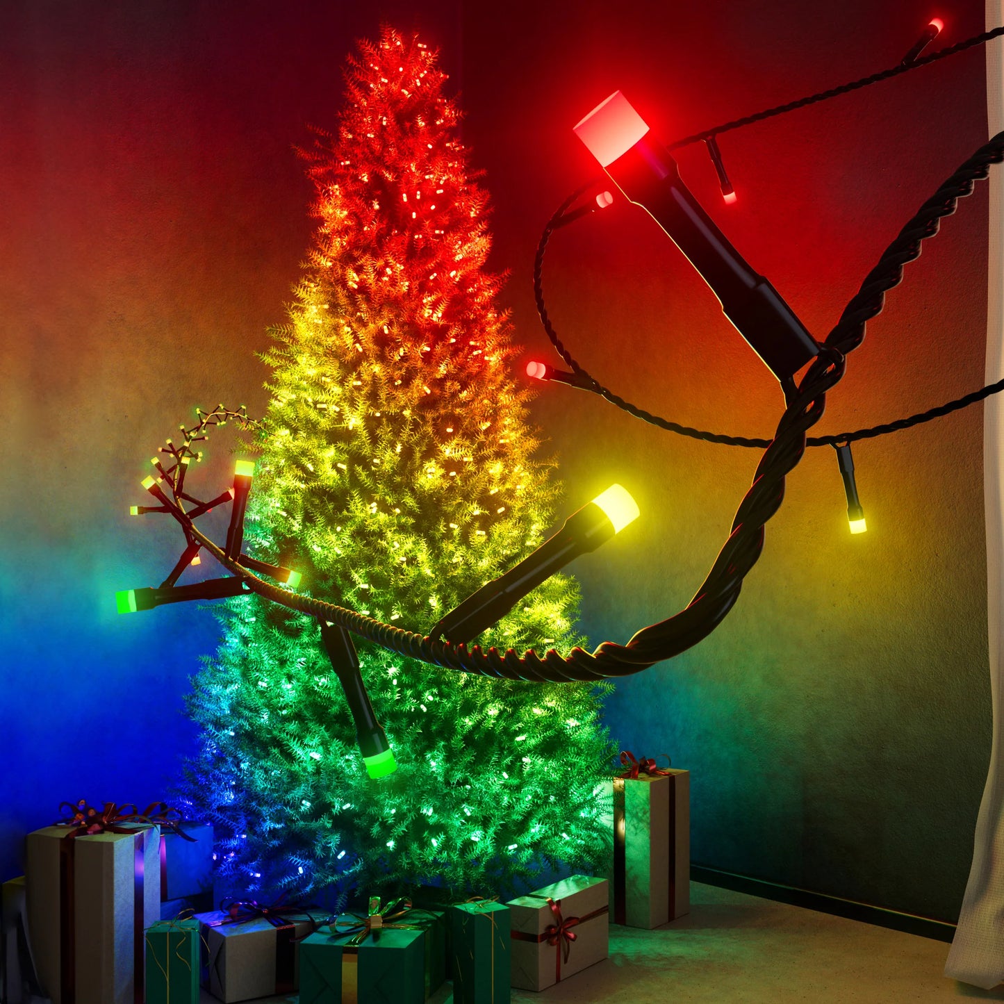 Christmas Decoration bundle (Multicolor LED light + Blueberry Candle + Starburst decor light)