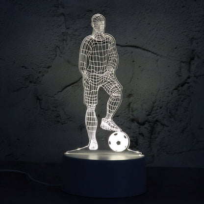 3d Illusion Led Night Lamp With Football Player Design