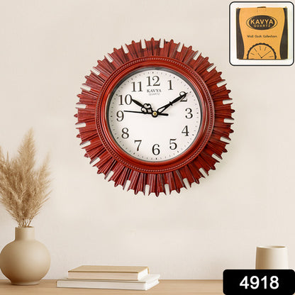 4918 Wooden Look Designer Wall Clock Plastic Decorative Latest Wall Clock Battery Operated Round Easy To Read For Roomhomekitchenbedroomofficeschool
