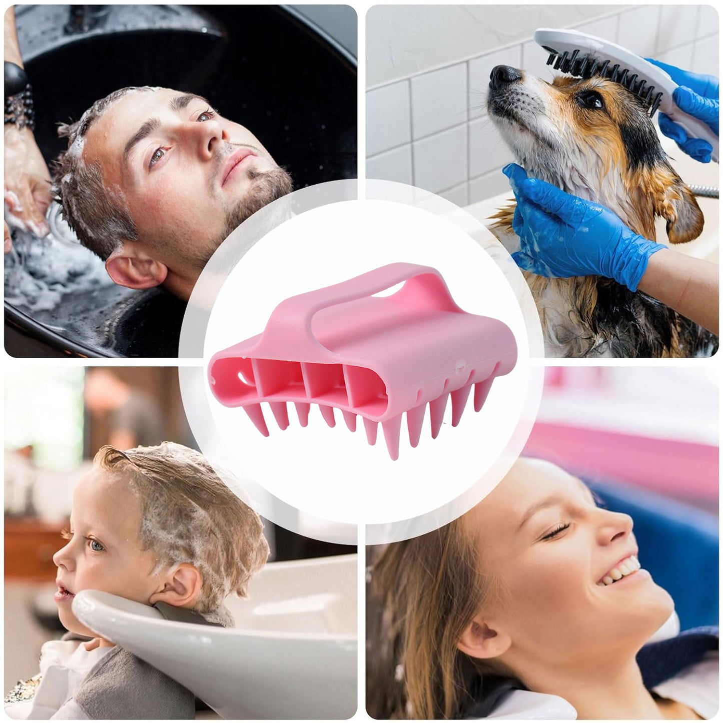 Scalp Massager Shampoo Brush Soft Silicone Hair Washing Comb With Handle