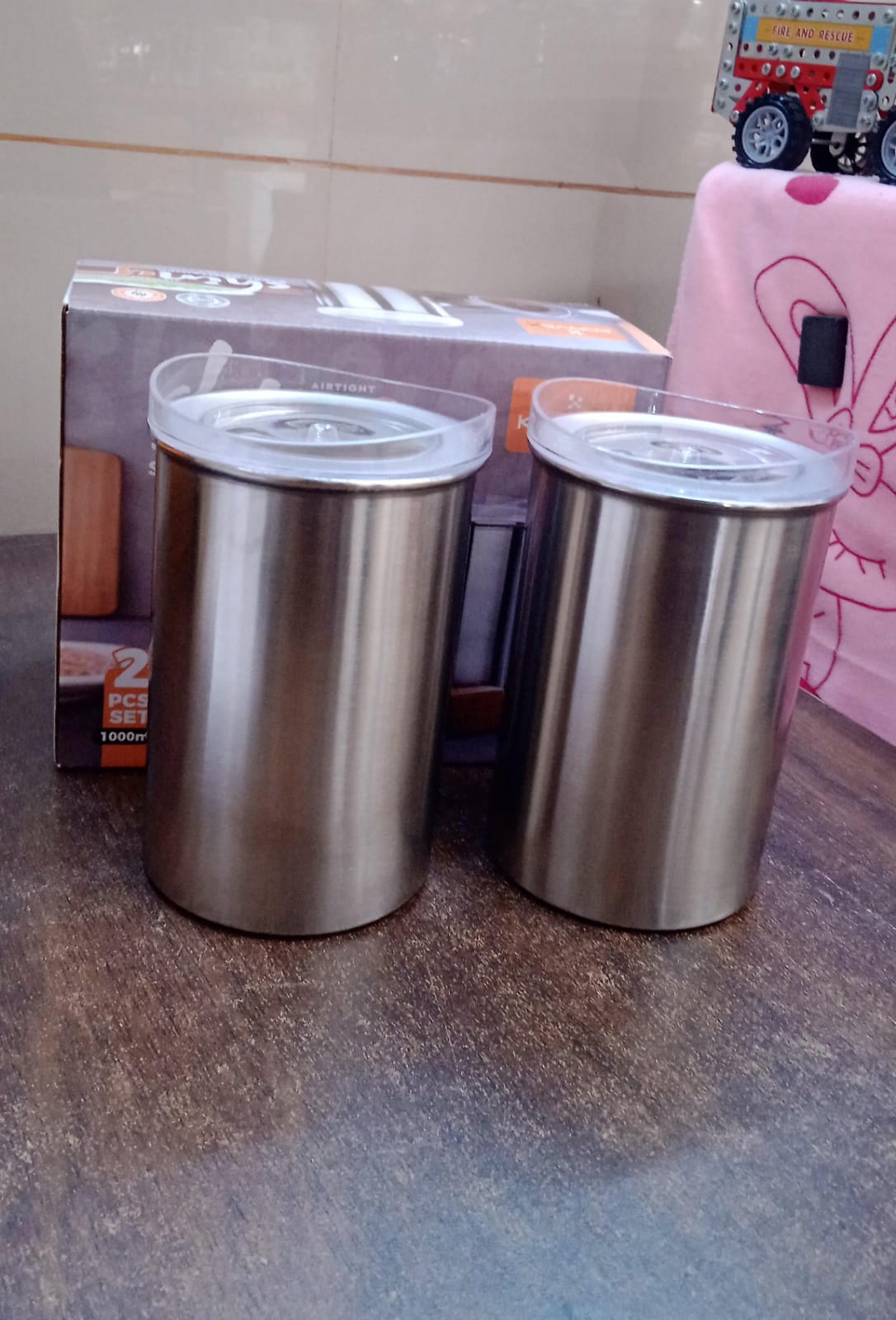 Multipurpose Stainless Steel Airtight Containers With See Through Lid (2 Pc Set  1000 Ml)
