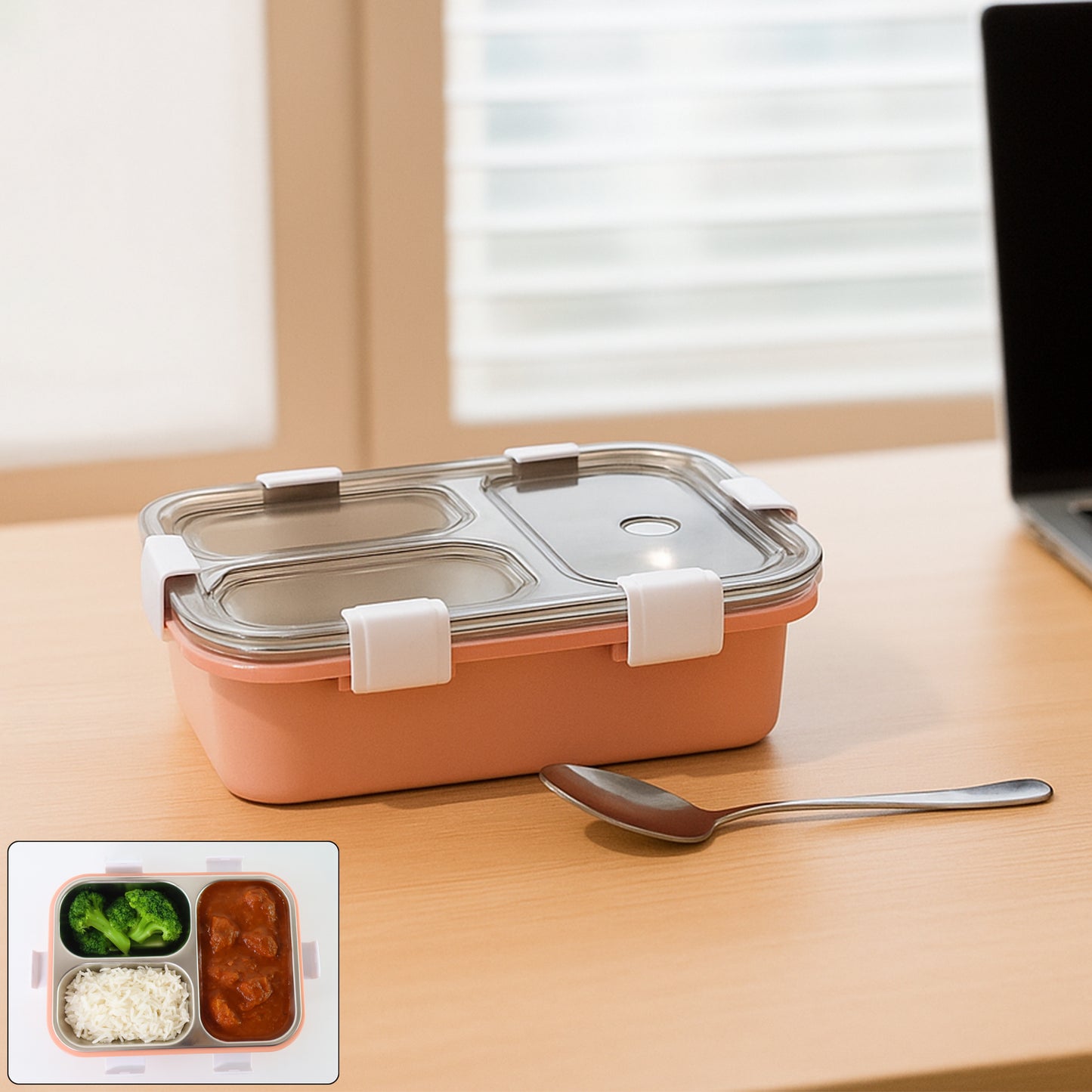 3-compartment Lunch Box - (1 Pc)