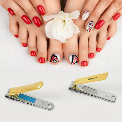 Stainless Steel Folding Portable Large Nail Clippers With Nail File (1 Pc)