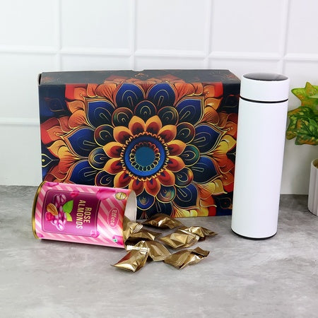 Effete Rose Almonds Gift Hamper Golden With Bottle (2 Pc Set)