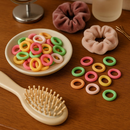 Colorful Soft Elastic Hair Bands Set For Kids  Girls (10 Pkt   1 Set)