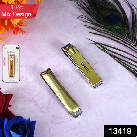 Stainless Steel Folding Portable Large Nail Clippers With Nail File (1 Pc)