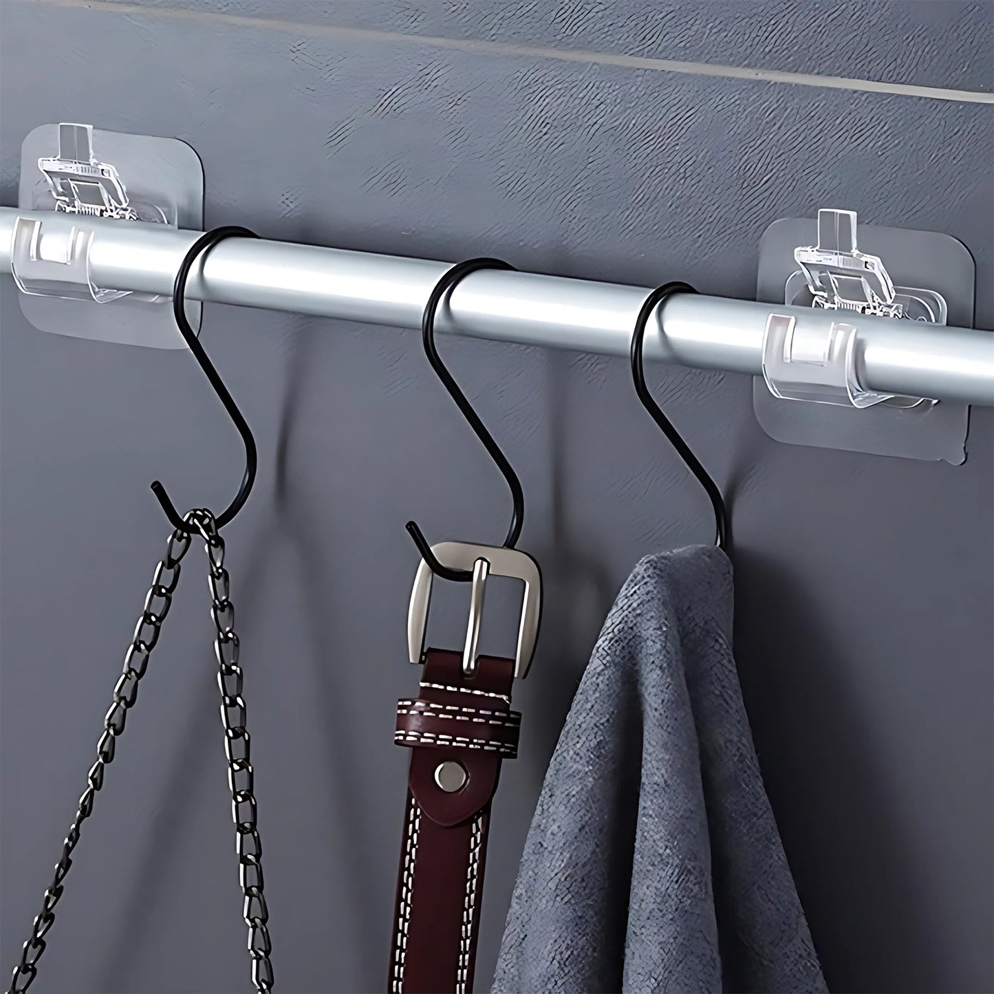 Self-adhesive Transparent Wall With Spring-loaded Anti-slip Clip (1 Pc)