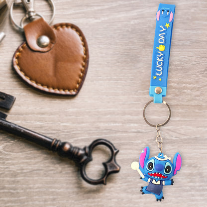 Cute Cartoon Silicone 3d Key Chain With Metal Hook  Strap (Pack Of 1)