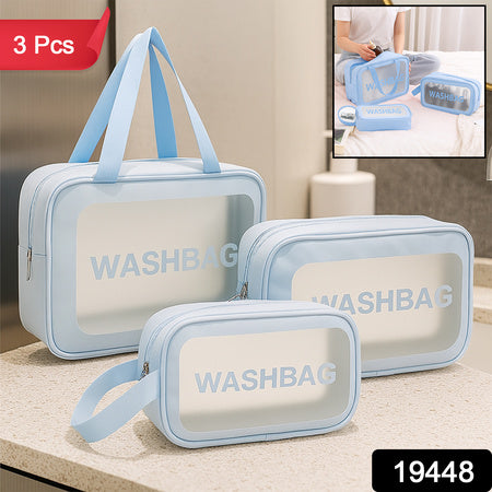 3-in-1 Waterproof Transparent Travel Toiletry Bag Set