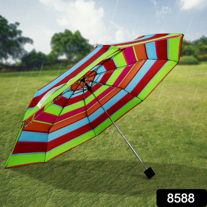 3-fold Sun  Rain Protective Solid Foldable Umbrella (1 Pc)