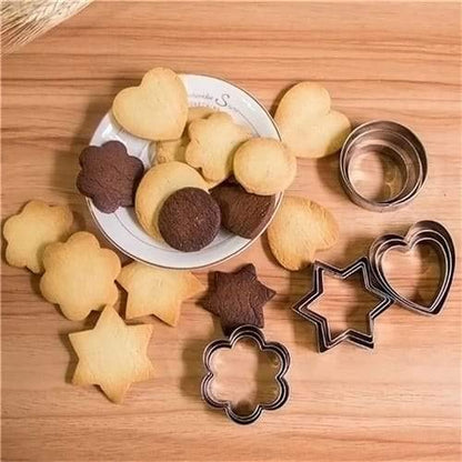 0813 Cookie Cutter Stainless Steel Cookie Cutter With Shape Heart Round Star And Flower (12 Pieces)