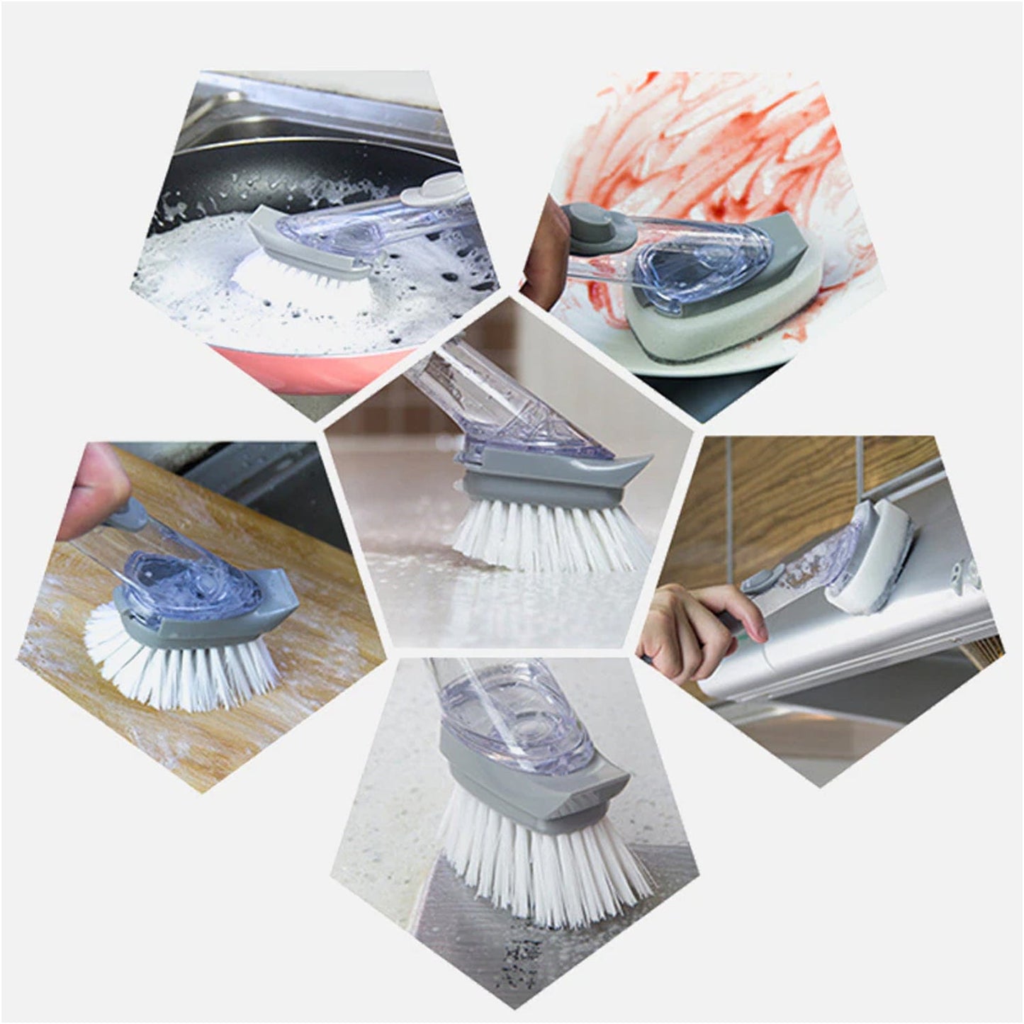1271a 2-in-1 Dishwashing Brush Long Handle Wash Pot Brush Washing Dish