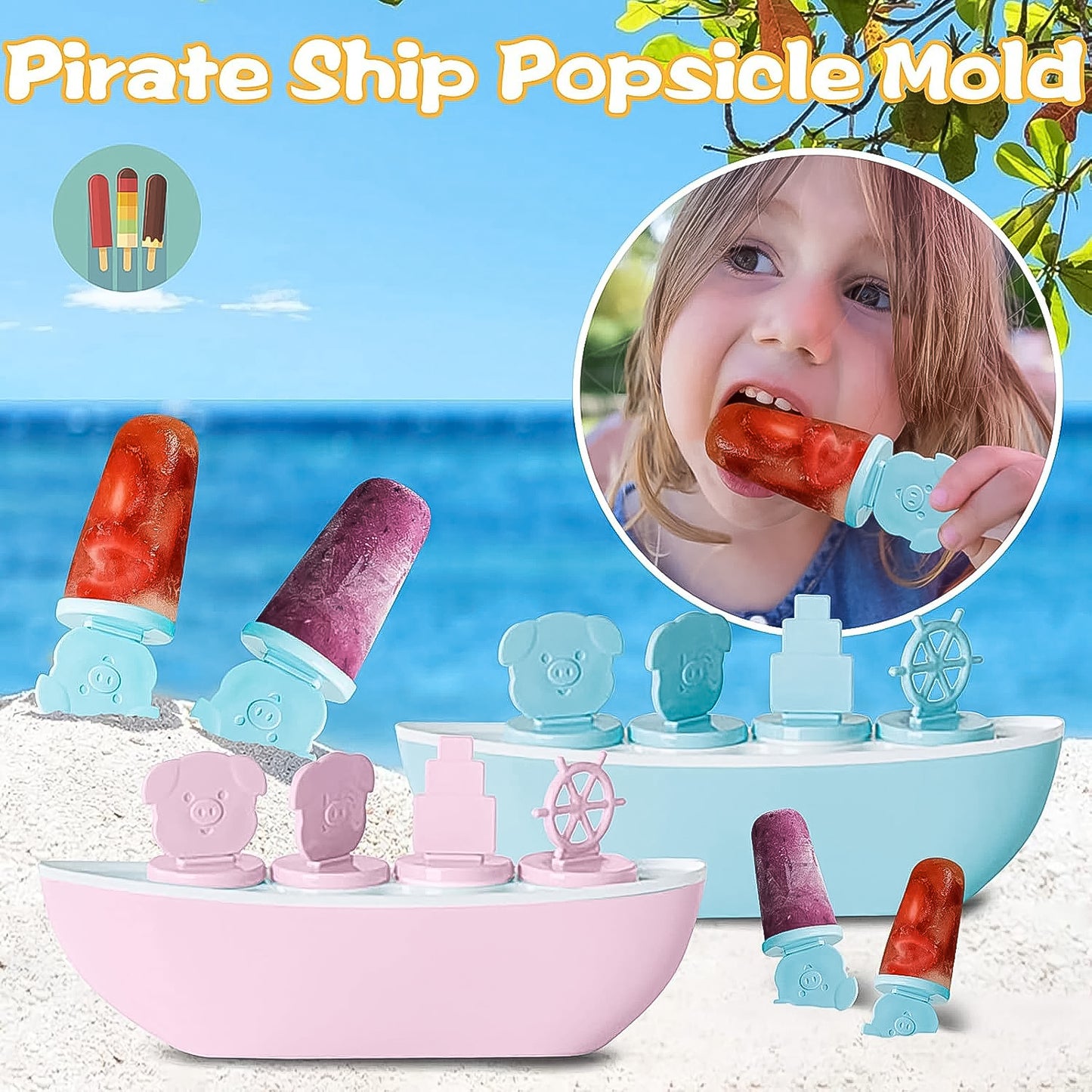 Creative Boat-shaped Ice Cream Mould With Cute Piggy
