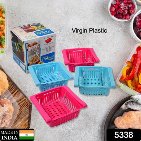 5338 Virgin Freeze Storage Unbreakable Adjustable Multi Color Tray With Extra Storage  Easy To Remove Easy To Clean  Pack Of 4 Tray