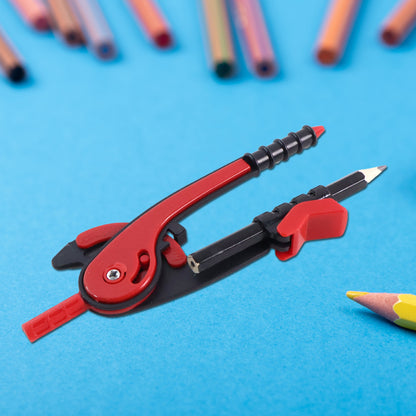 2 Pc Geometry Set  Built-in Pencil Grip + Transparent Plastic Protractor  School Geometry Tools Kit