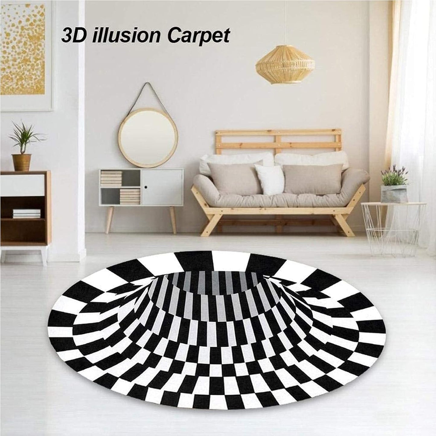 3d Space Round Carpet Floor Mat Non-woven Doormat (60 Cm)
