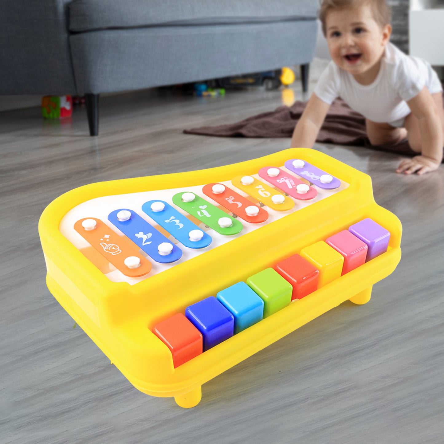 Multi-function Baby Musical Toy Piano With Xylophone (1 Pc)