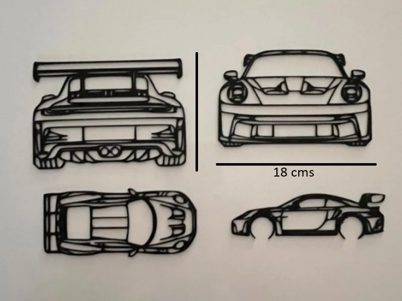 Porsche 911 Wall Art Set – 3D Printed Four-View Edition