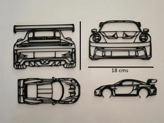 Porsche 911 Wall Art Set – 3D Printed Four-View Edition