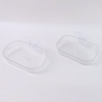 Self Adhesive Transparent Wall Mounted Soap Dish Holder (2 Pc)