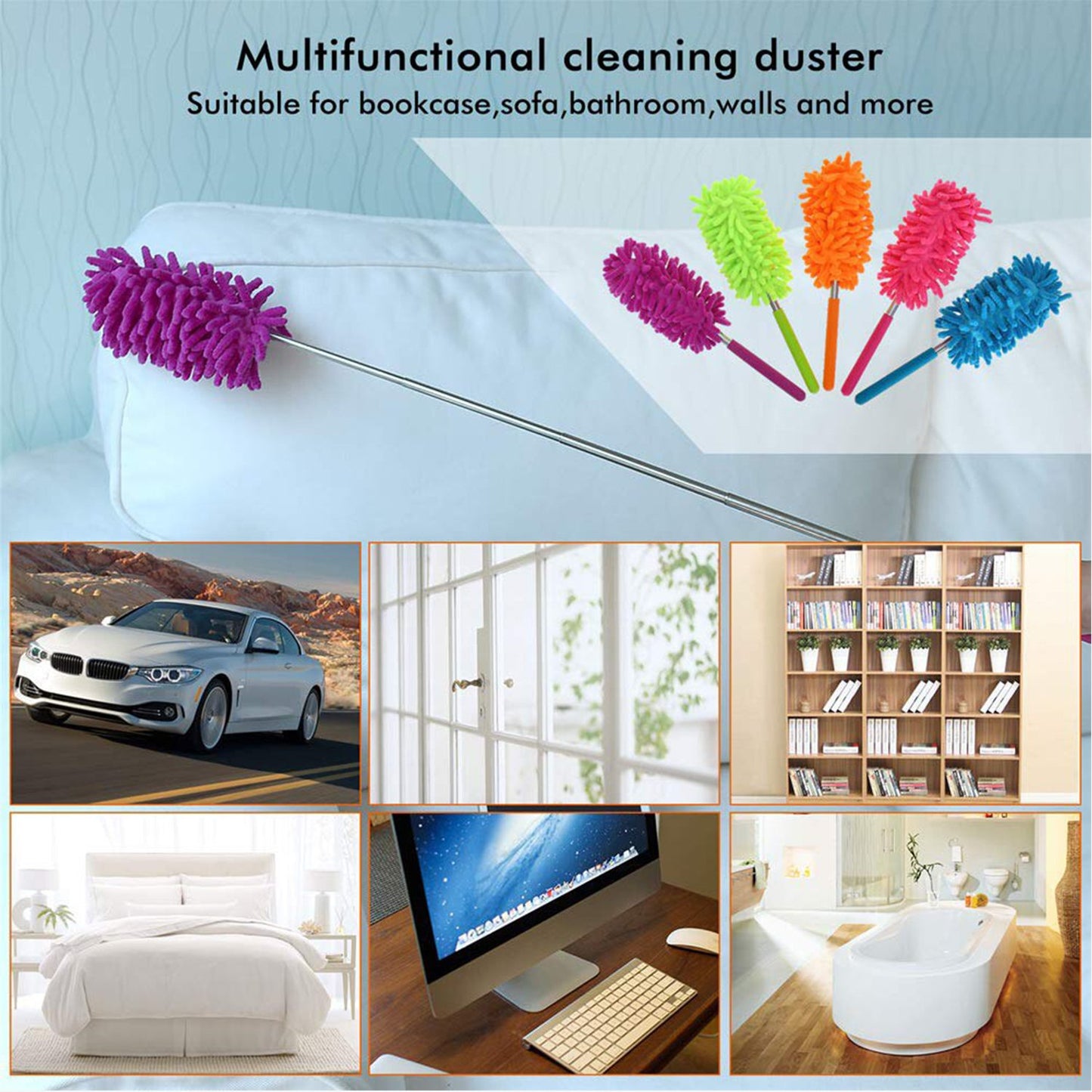 6017 Multipurpose Microfiber Fan Cleaning Duster For Quick And Easy Cleaning