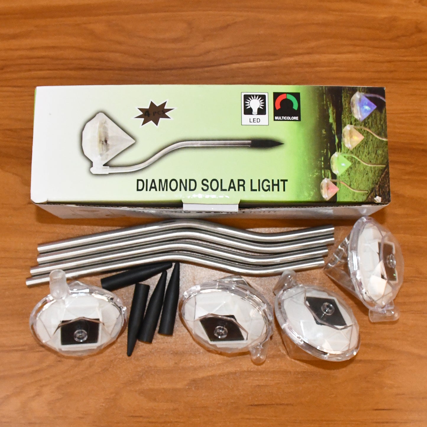 Diamond Shaped Solar Garden Lights (4 Pc)