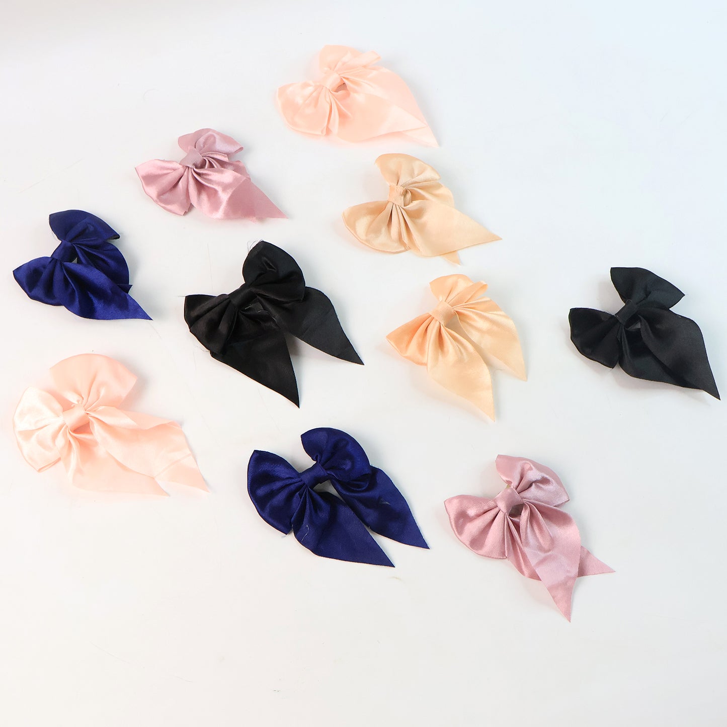 Premium Satin Bow Hair Clip Set For Girls And Women (10 Pc)