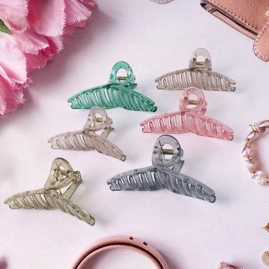 Hair Clutcher Clips (Mix Design Multicolor  12 Pc)