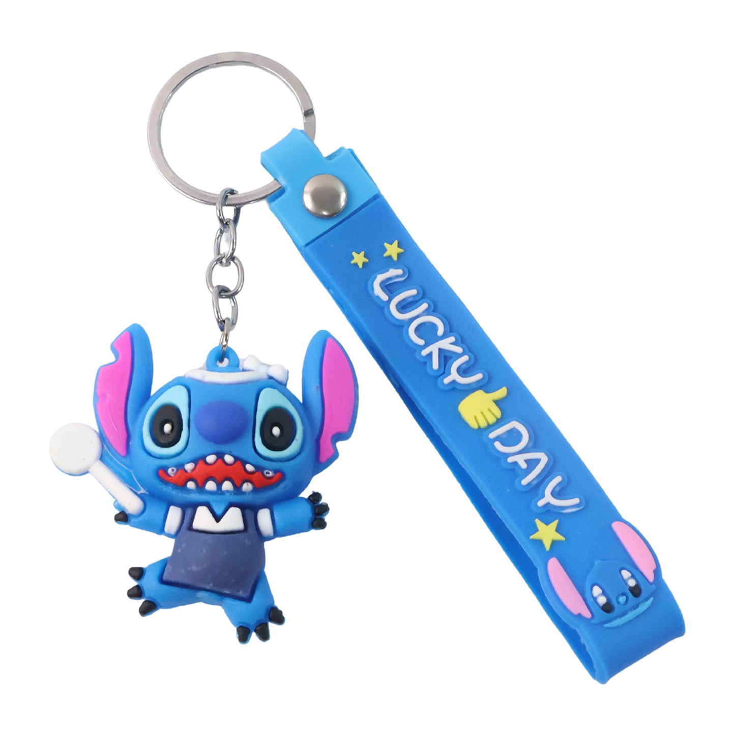 Cute Cartoon Silicone 3d Key Chain With Metal Hook  Strap (Pack Of 1)